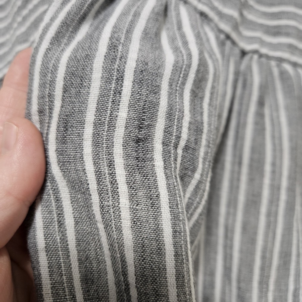 Espresso Shortsleeved A-line Dress Gray White Striped Pattern Button Sm Flaw - Picture 4 of 13